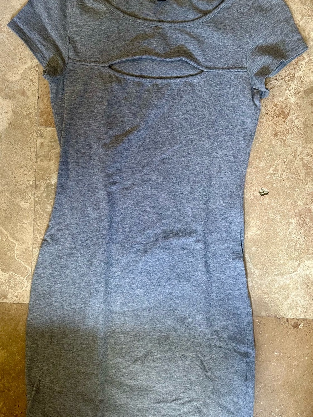 Guess Heather Gray Cutout Short Sleeve Mini Dress